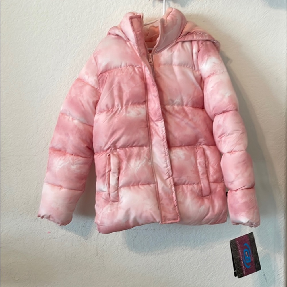 Pink Tie-Dye Puffer Jacket